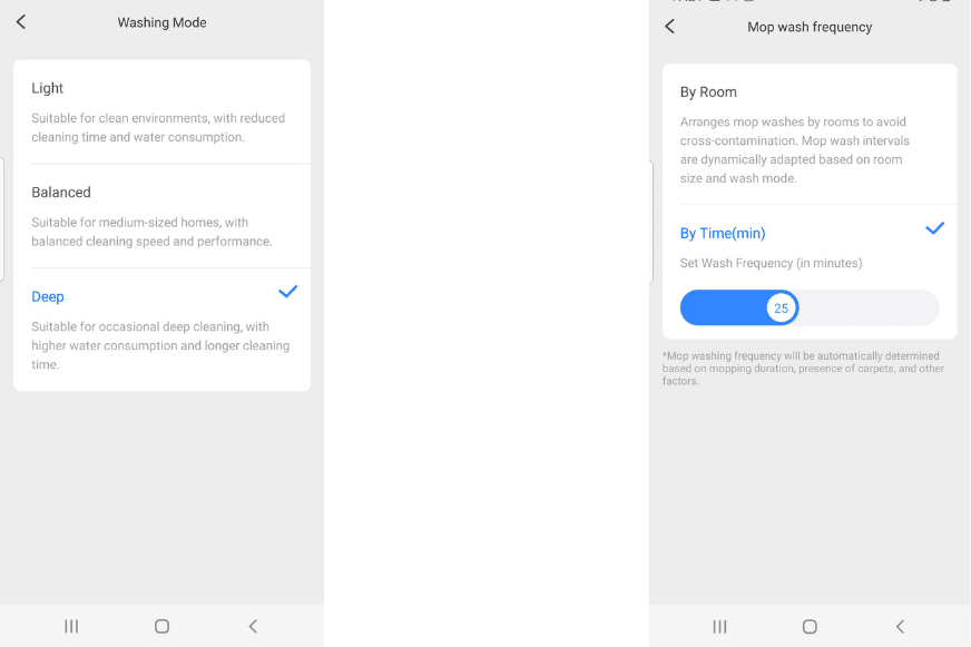 Настройки очистки салфетки в приложении Roborock S7 MaxV.
